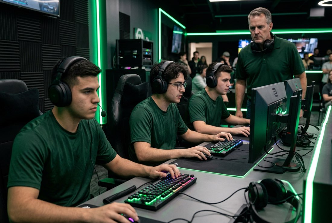 Hawks esports players competing at their stations
